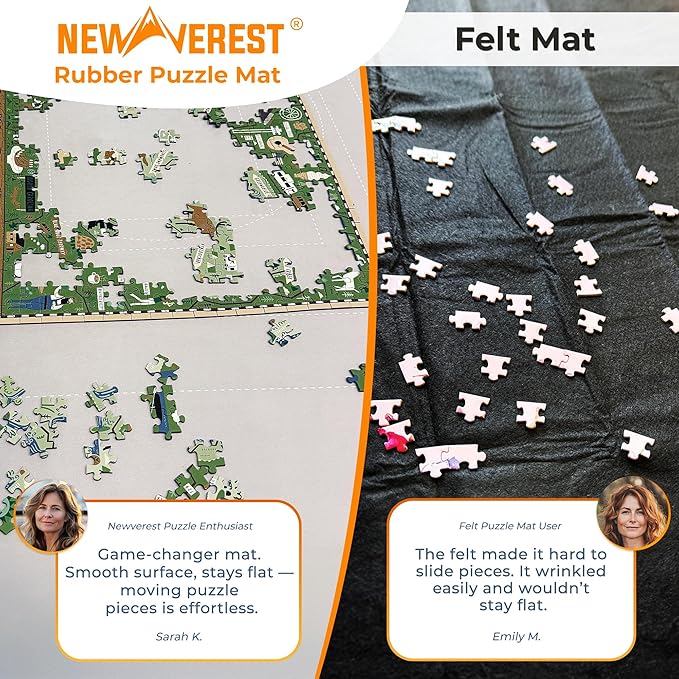 The Original Newverest Jigsaw Puzzle Mat Roll Up, Silver, 46” x 26” Portable Keeper Up to 1500 Pieces with Non-Slip Rubber Bottom & Smooth Top + 3 Puzzle Sorting Trays & Travel-Friendly Storage Bag