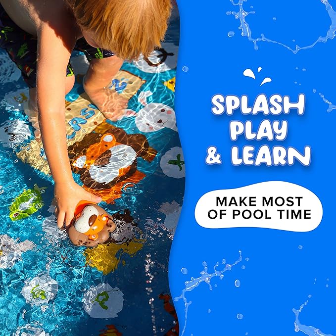 SplashEZ Animal Bath Toys | Mold Free Bath Toys for Kids & Toddlers with No Hole for Water | Lion & Friends Ideal Size for Little Hands | Safe, Durable for Baby Tub Pool Boys Girls Ages 0 & Up, 5-pack