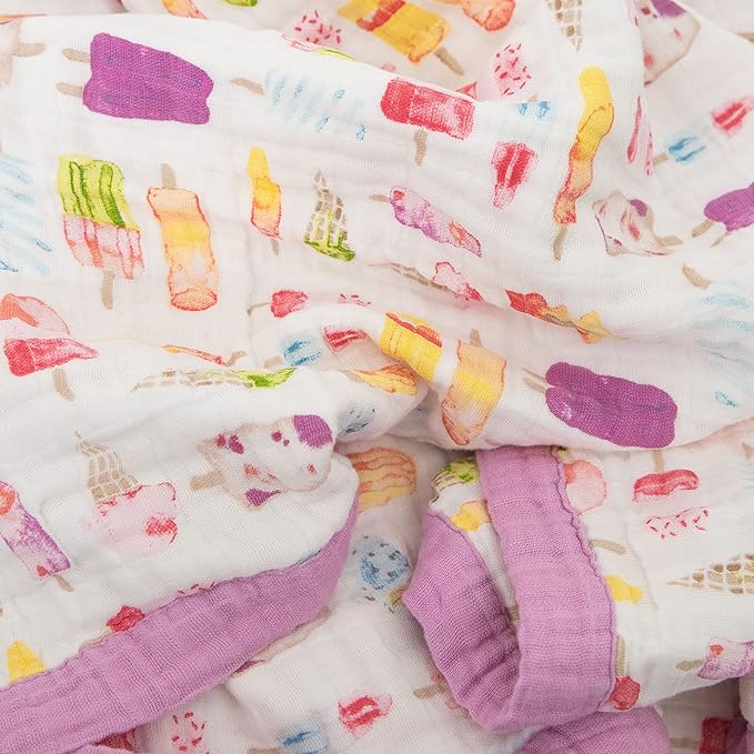 Little Unicorn Premium Quilted Throw | Super Soft, Multi-Layered Muslin XL Blanket| Great for Kids & Families (Brain Freeze)