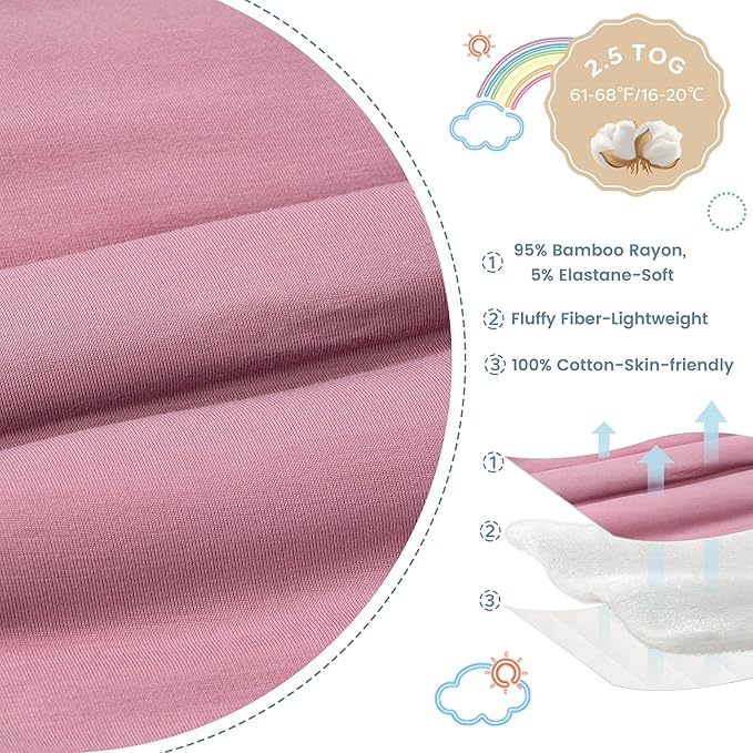 ZIGJOY Shark-Fin Transition Swaddle - 2.5 Tog Rayon Made from Bamboo Sleep Sack Transitional Swaddle Sack Baby Wearable Blanket, Purple, 3-6 Months