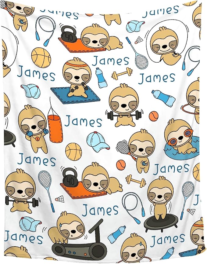 Personalized Baby Blanket for Girls Boys Sportsman Custom with Name - Swaddle for Toddlers Infants Kids Shower Newborns - Nursery Stroller Crib Decor Throw Birthday Gift