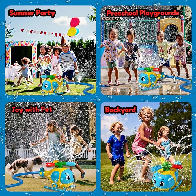 Sprinkler for Kids Outdoor Water Toys, Helicopter Kids Sprinkler Toys, Water Powered for Yard, Lawn & Garden – Water Play for Summer Outside Fun for Girls Boys Ages 3-12, Ideal Birthday
