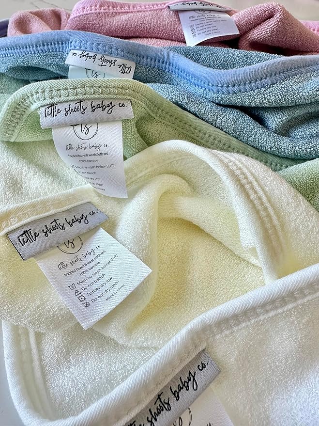 Hooded Baby Toddler Towel and Washcloth Set Made with Viscose from Bamboo, Large Size of 35" x 35", Soft and Absorbent, Baby Essential in White