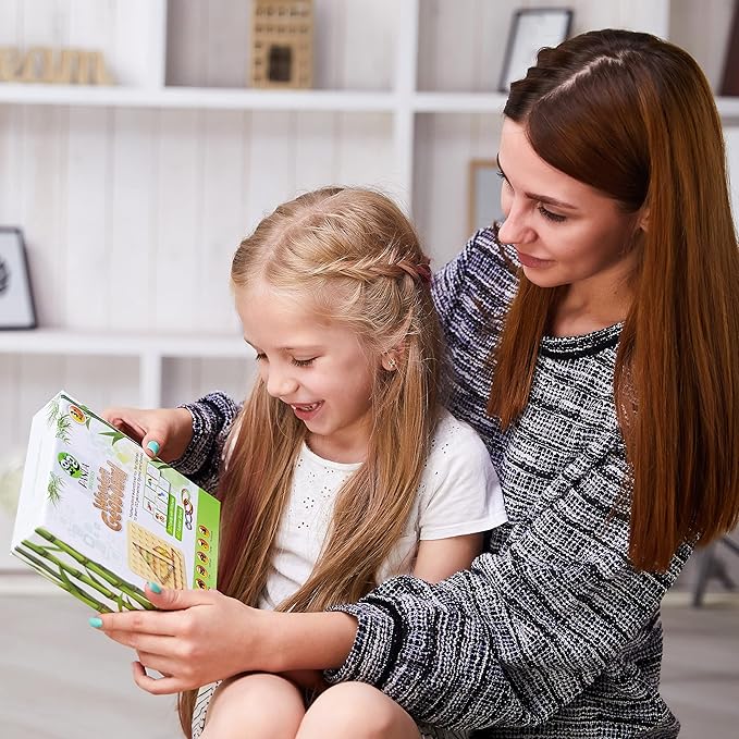 Panda Brothers Wooden Geoboard - Montessori Toys for 3 4 5 Year Old Kids and Toddlers, Educational Toy with 30 Pattern Cards and 40 Rubber Bands to Create Figures, Brain Teaser STEM Toy Geo Board