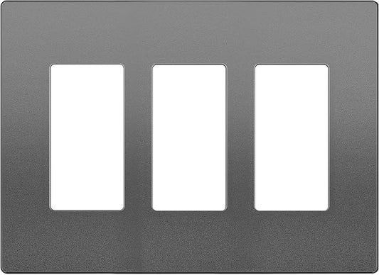 LIDER Matte Finish Decorator Switch Cover, Screwless Wall Plate, Mid-Size 3-Gang 4.88" x 6.77", Unbreakable Polycarbonate Thermoplastic, UL Listed, LSWP-33M-SG, Space Gray