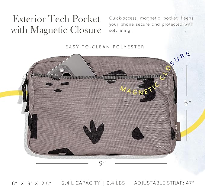 Red Rovr Everyday Joey Belt Bag | Organization & Zipper pockets |Adjustable Strap for All Ages (Truffle Doodle)
