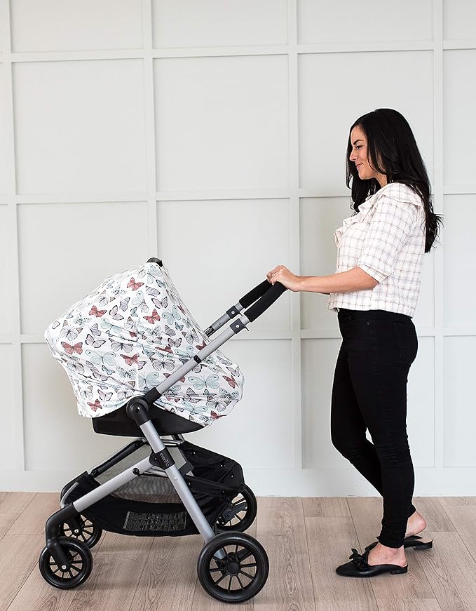 Baby Car Seat Cover Canopy and Nursing Cover Multi-Use Stretchy 5 in 1 Gift Dot by Copper Pearl