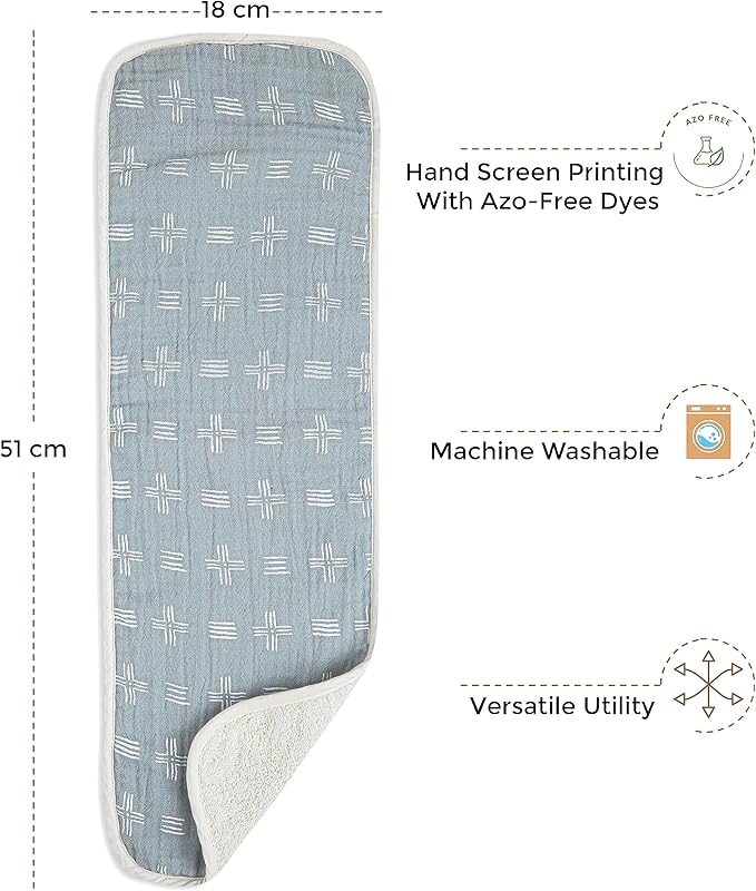 Crane Baby Muslin Burp Cloths Set, Woodland Animals, Gender Neutral Baby Gift, Absorbent Cotton Terry Backing, Machine Washable, 7" X 20"