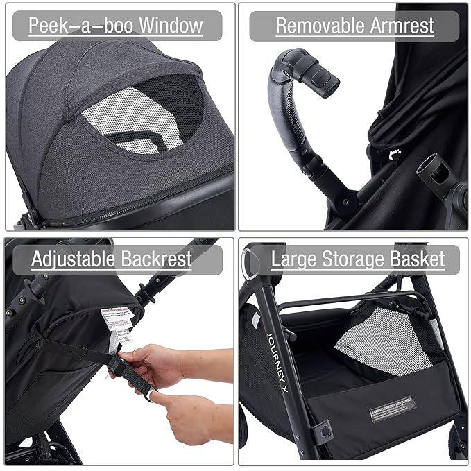 Baby Stroller, 2 in 1 Newborn Stroller Convertible Bassinet for Infant Toddler Pram with Footmuff (Black)