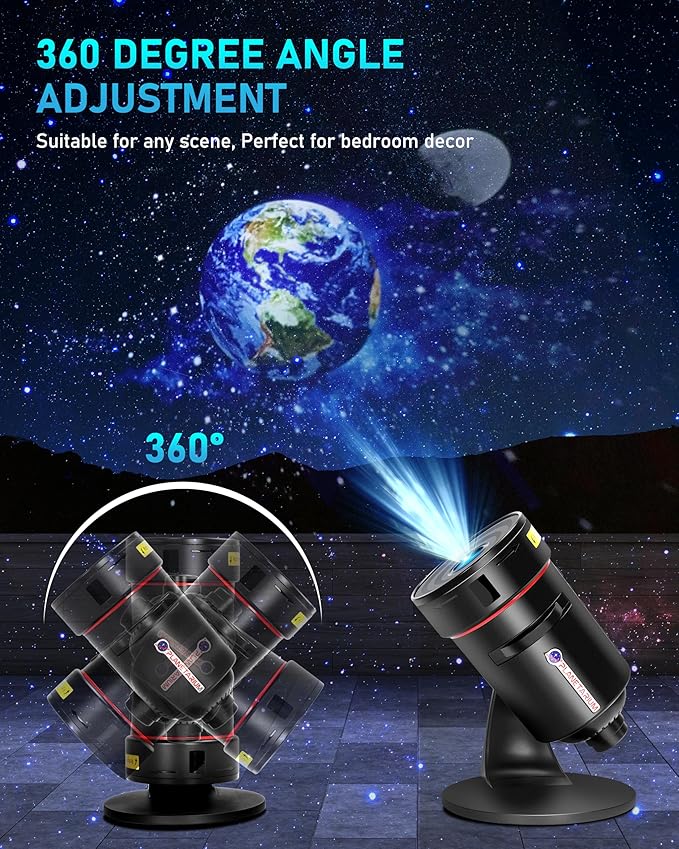 [White Noise] Galaxy Projector - Planetarium Star Projector - Solar System Projector for Kids Bedroom Ceiling Decor - 10 Realistic Nebula丨Timer off Controls 丨360° Rotation
