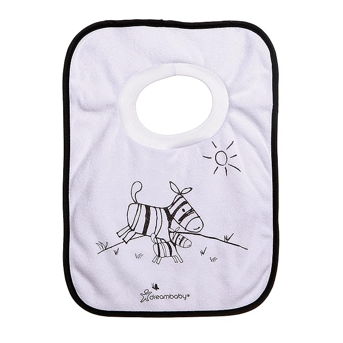 Dreambaby Terry Cloth Cotton Pullover Baby Bibs for Teething Feeding and Drooling - Super Absorbent & Extra Soft - Machine Washable - Jungle Animals