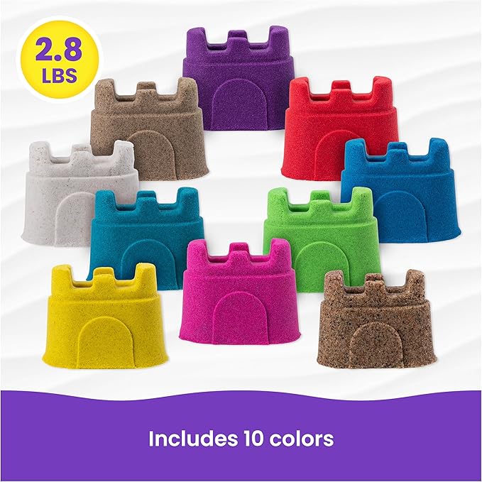 Kinetic Sand, Castle Containers 10-Color Pack of Play Sand for Party Favors, Goodie Bags, Sensory Toys for Kids Ages 3 and up