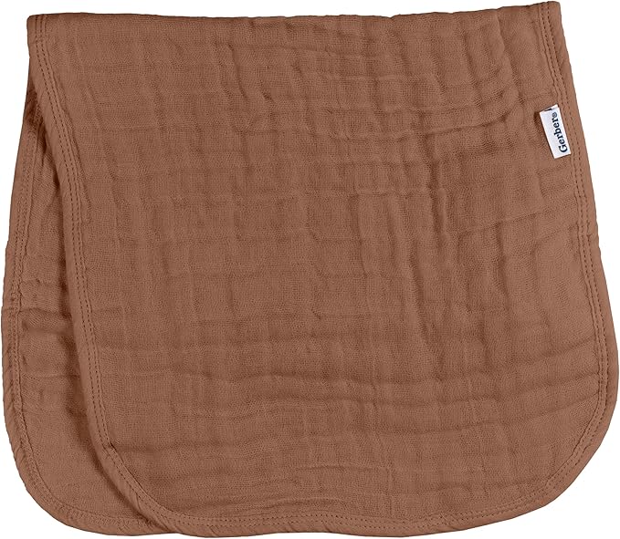 Gerber Baby Unisex Muslin Burp Cloths 6-Pack, Multi Browns, Large Size 20" x 10"