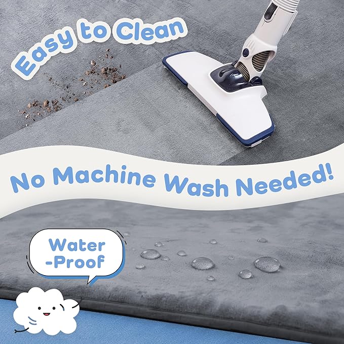 1.3" Thick Baby Floor Play Mat 79x158, Basic Padded Foam Mat for Tummy Time Crawling, Non Slip Cushioned for Babies Toddlers Infants Kids (Dark Grey)