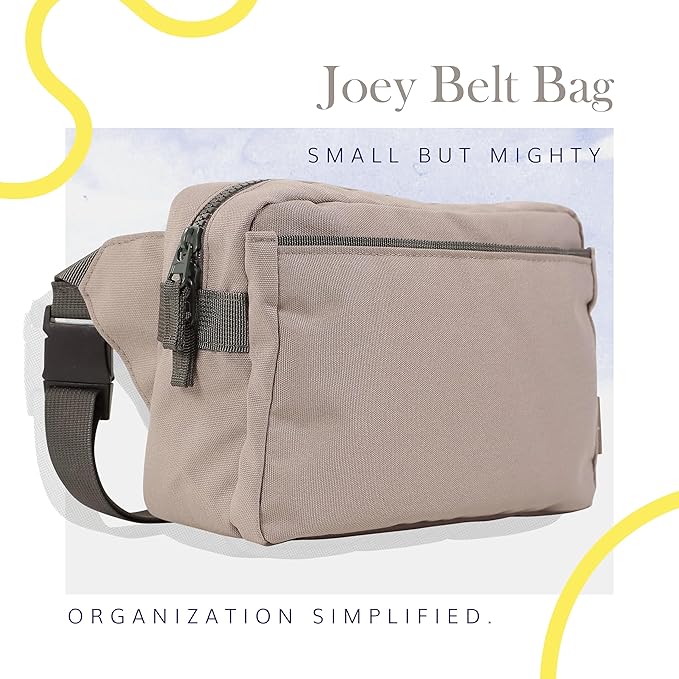 Red Rovr Everyday Joey Belt Bag | Organization & Zipper pockets |Adjustable Strap for All Ages (Truffle)