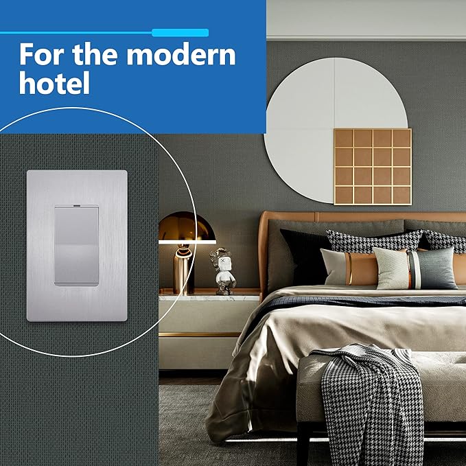 LIDER Brushed Finish Decorator Switch Cover, Screwless Wall Plate, Mid-Size 1-Gang 4.88" x 3.11", Unbreakable Polycarbonate Thermoplastic, UL Listed, LSWP-31M-BSV, Brushed Silver