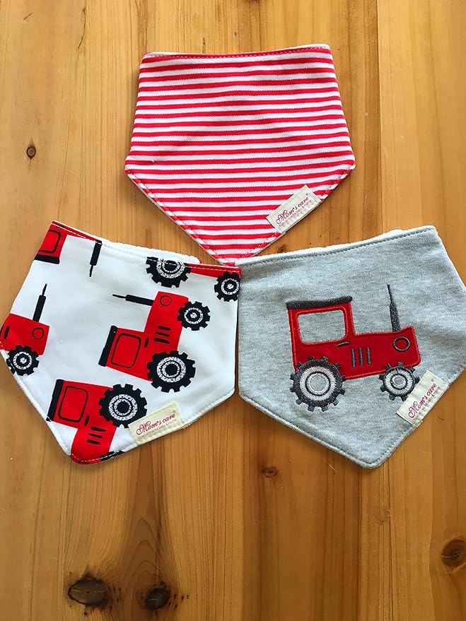 Baby Dribble Bib, Toddler Bandana Bib 3 Packs Super Absorbent Cotton Feeding Bibs