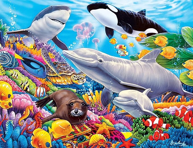Masterpieces World of Animals 100 Piece Jigsaw Puzzle for Kids - Undersea Friends - 11.5"x15"