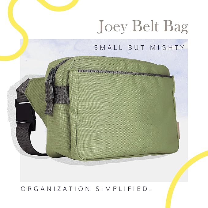 Red Rovr Everyday Joey Belt Bag | Organization & Zipper pockets |Adjustable Strap for All Ages (Moss)