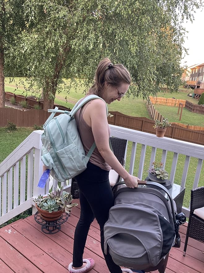 RUVALINO Diaper Bag Backpack-Multifunction Baby Travel Bag with Changing pad, Insulated Bottle Holders & Pacifier Case, Large Capacity, Waterproof, Mint Green