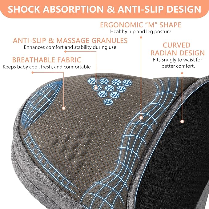 HKAI Baby Hip Carrier, Mom’s Choice Award Winner, Baby Carrier with Adjustable Waistband & Breathable Mesh, Ergonomic Carrier with Non-Slip Hip Seat Surface for Newborns & Toddlers, (Grey)