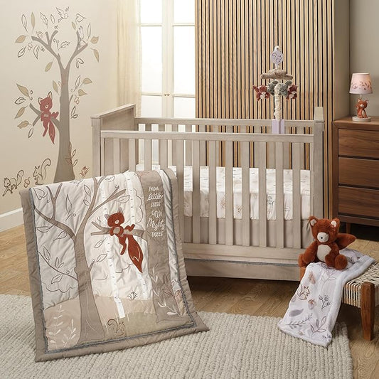 Lambs & Ivy Treetop Fox Woodland Tree Nursery 3-Piece Baby Crib Bedding Set