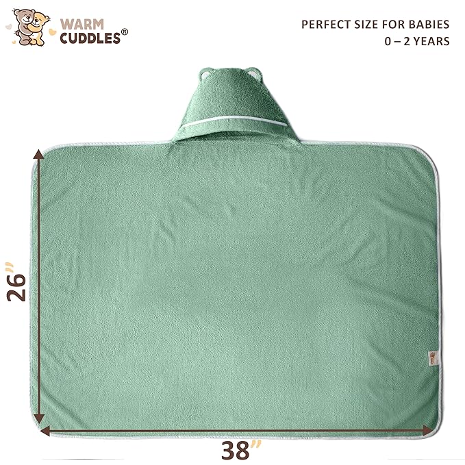 Premium Baby Bath Towel - Rayon Made from Bamboo Hooded Baby Towels - Newborn Baby Towel with Hood - Large Hooded Towel for Newborn Infant Boy Girl (Green)