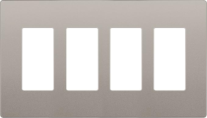 LIDER Matte Finish Decorator Switch Cover, Screwless Wall Plate, Mid-Size 4-Gang 4.88" x 8.58", Unbreakable Polycarbonate Thermoplastic, UL Listed, LSWP-34M-NK, Nickel