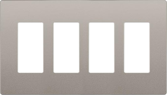 LIDER Matte Finish Decorator Switch Cover, Screwless Wall Plate, Mid-Size 4-Gang 4.88" x 8.58", Unbreakable Polycarbonate Thermoplastic, UL Listed, LSWP-34M-NK, Nickel