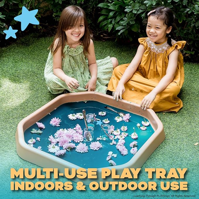 Tuff Tray (Small Brown), Sensory Tray with Textured Surface, Montessori Toy, Sand & Water Table, Sensory Bin for Toddlers and Kids