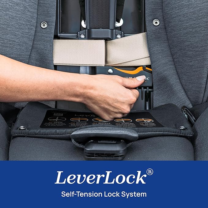 Chicco OneFit Max ClearTex All-in-One Car Seat with LeverLock Installation, Slim Design, Convertible Car Seat, Seat for Infants and Children 5-100 lbs | Ash/Grey