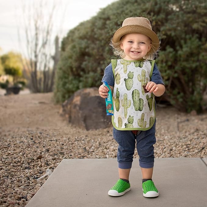 BapronBaby Desert Cactus Bapron - No Neck Tie Safer Bib for Baby & Toddler - Soft Waterproof Stain Resistant - Machine Washable - Sz Baby/Toddler 6m-3T
