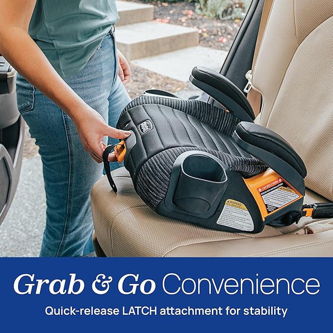 Chicco GoFit ClearTex Plus Backless Booster Car Seat, Latch Attachment, Quick-Release Latch Removal, Portable Car Booster Seat for Children at Least 4 Years Old and 40-110 lbs | Sunset/Purple