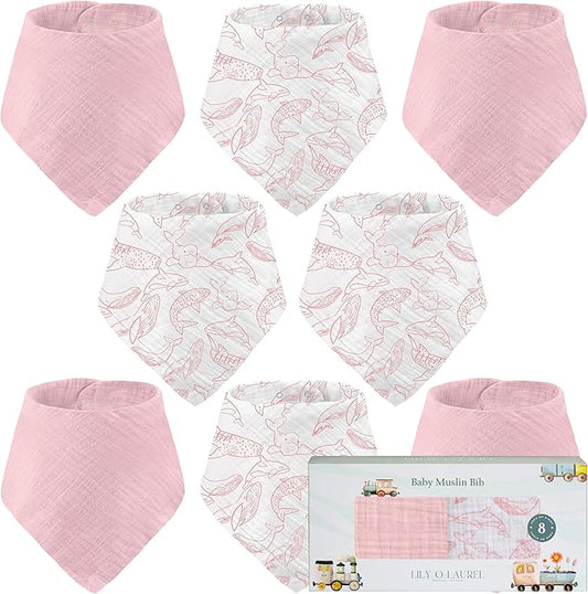 Muslin Baby bibs for drooling and teething, 100% cotton, Bibs for baby girl, Muslin bibs for boys (8 Pack)