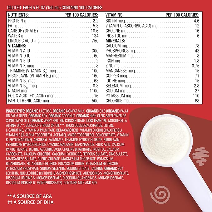 Earth's Best Organic Dairy Infant Formula for Babies 0-12 Months, Milk-Based Powder Formula with Iron, Omega-3 DHA, and Omega-6 ARA, 21 Ounce Container