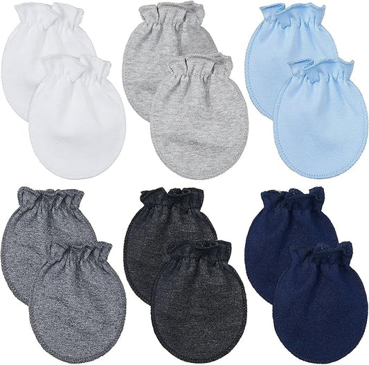 Syhood 6 Pairs Newborn Baby Mittens Cotton No Scratch Infant Gloves Mitten for Baby 0-6 Months Boys Girls