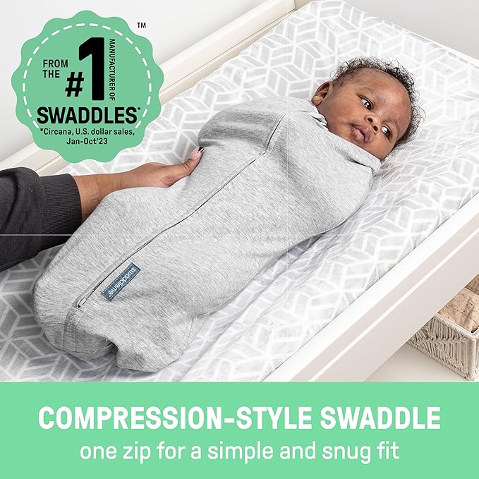 SwaddleMe by Ingenuity Compression Baby Swaddle Pod in Velboa, Two-Way Zipper for Easy Diaper Changes, Improves Sleep & Calms Startle Reflex, 0-2 Months, 1.0 TOG, 24-Pack - Clouds & Stars