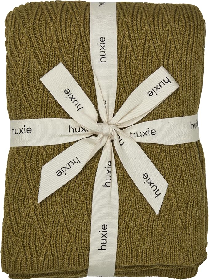 Knitted Organic Cotton Baby Blanket- Swaddle Blanket, 30" x 40" Soft Receiving Blanket for Newborn (Moss Green)