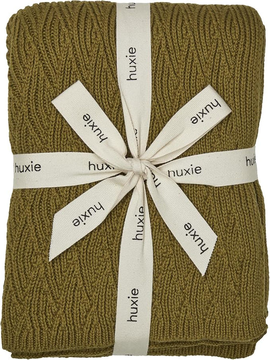 Knitted Organic Cotton Baby Blanket- Swaddle Blanket, 30" x 40" Soft Receiving Blanket for Newborn (Moss Green)