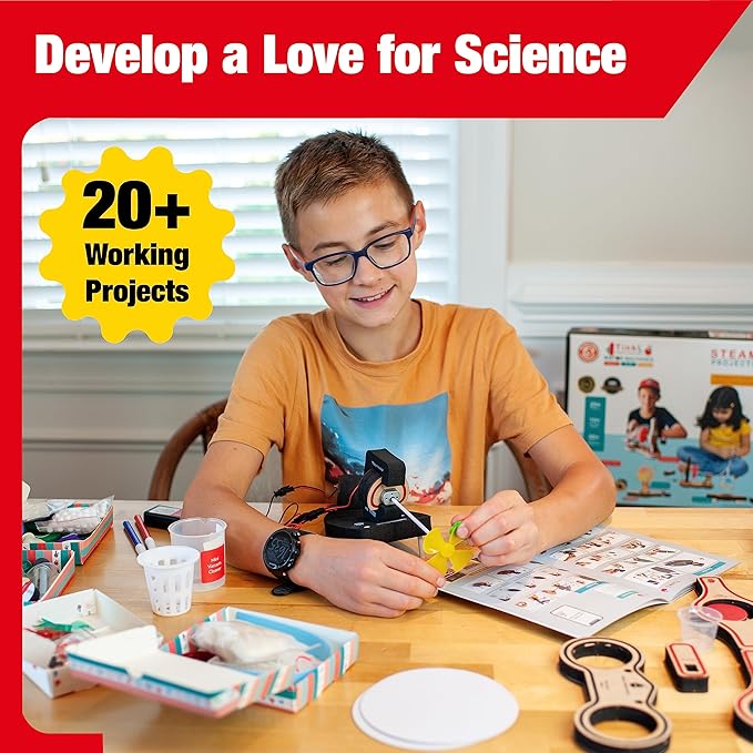 Butterfly EduFields 20in1 STEM Projects Kit for Kids Age Ages 5-7 6-8 8-10 | STEM Toys for Kids 5 6 7 8 9 10 Year Old | Motor Machines - Robotics & Engineering Toys | Gift for 6 7 8 9 10 Year Old