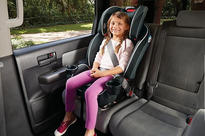 Graco SlimFit 3-in-1 Convertible Car Seat, Ultra-Space-Saving Design, Darcie, Suitable for Rear and Forward-Facing, Highback Booster Seat with 10-Position Headrest