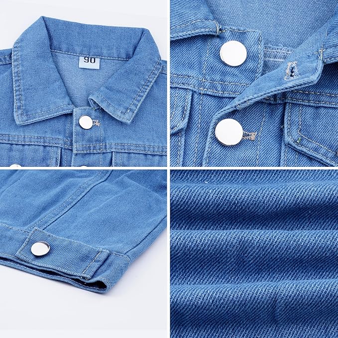 Personalized Jean Jacket for Kids with Name Patches - Custom Toddler Girls Boys Denim Jacket - Spring Fall Clothes - Birthday Christmas Gifts for Children 1-8