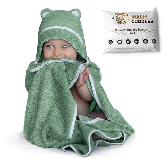 Premium Baby Bath Towel - Rayon Made from Bamboo Hooded Baby Towels - Newborn Baby Towel with Hood - Large Hooded Towel for Newborn Infant Boy Girl (Green)