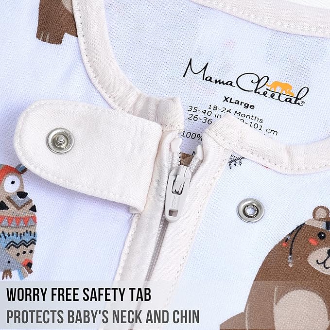 Mama Cheetah Baby Sleep Sack 0.5 TOG, Organic Cotton Baby Wearable Blanket with Two-Way Zipper, Swaddle Transition Baby Sleeping Bag for Newborn Infant Toddler Boy Girl, 18-24 Months