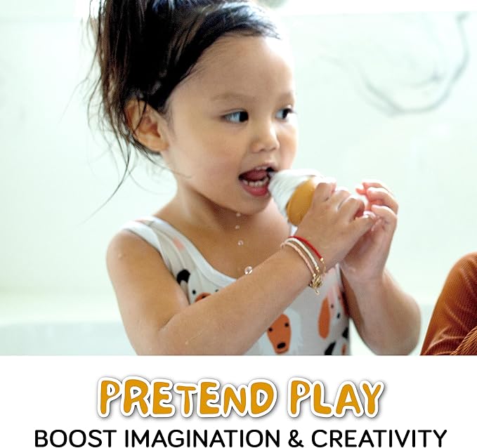 SplashEZ Food Bath Toys | Mold Free Bath Toys for Kids & Toddlers with No Hole for Water | Ideal Size for Little Hands | Safe, Durable for Baby Tub Ages 0 & Up | Ice Cream Taco Hamburger Hot Dog Pizza