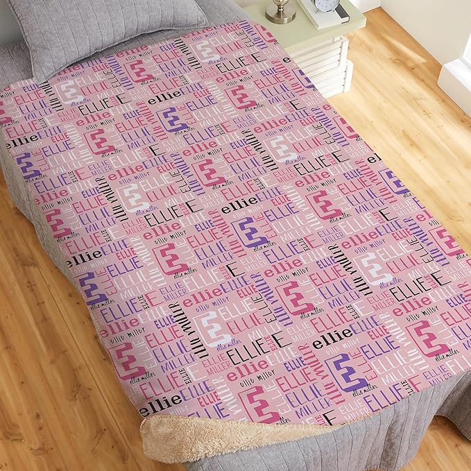 Personalized Baby Blanket for Kids Girls Boys. Custom Baby Blanket with Name for Newborn Swaddle Toddler, Nursery Decor Kids Blanket. (Bright Name)