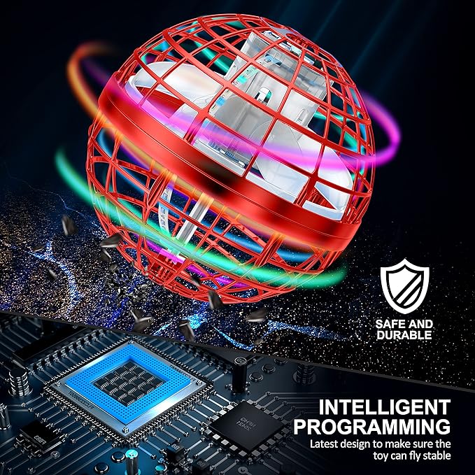 2025 Flying Orb Ball Toy,Cosmic Globe Boomerang Hover Ball Galactic Fidget Spinner, Hand Drone Orbit, Cool Toys Gift for 6 7 8 9 10+ Year Old Boys Girls Teens Outdoor Toys(Red)