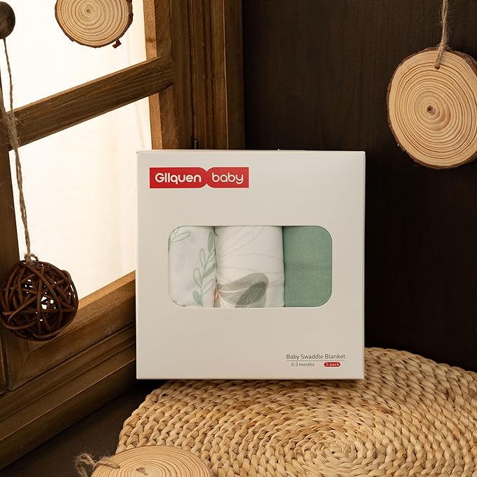 GLLQUEN BABY Girl Swaddles 0-3 Months - 3 Pack Baby Swaddles Sack for Newborn, Infant Sleep Sack, Easy Swaddling Wrap, The Summer of Monstera, Nursery Swaddle Blankets Essentials