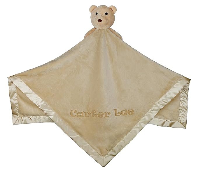 Custom Catch Personalized Teddy Bear Baby Blanket Gift for Boy or Girl - Brown
