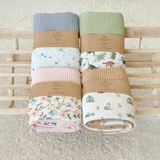 Personalized Baby Blanket with Name – Handmade 100% Organic Cotton Newborn Gift | Custom Knit Blanket for Boys, Girls, Kids & Baby Showers